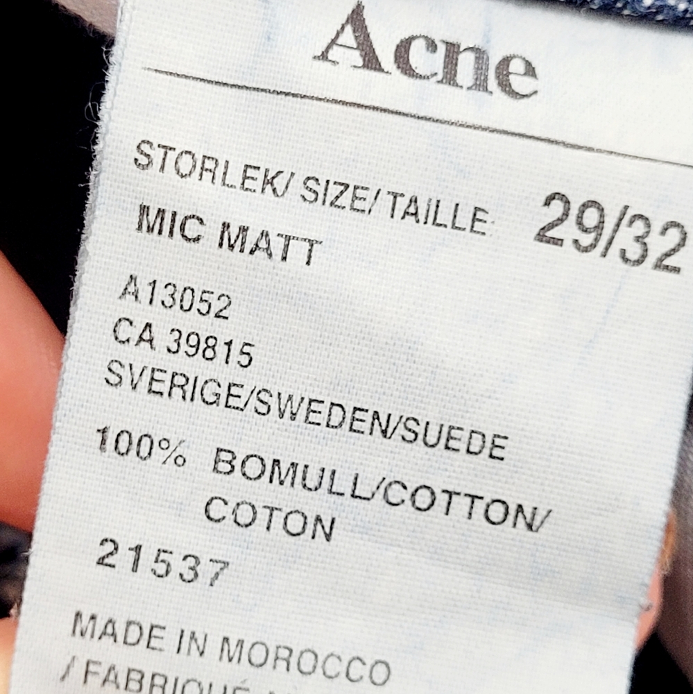 ACNE STUDIOS Mic Matt Straight Leg Distressed Denim Jeans Mid Blue 29 - Picture 9 of 11